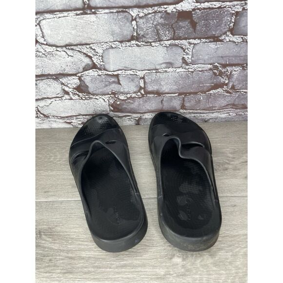 OOFOS OOAHH Black Recovery Rubber Comfort Slides Sandals Men Sz 44EU/11M US main image 15
